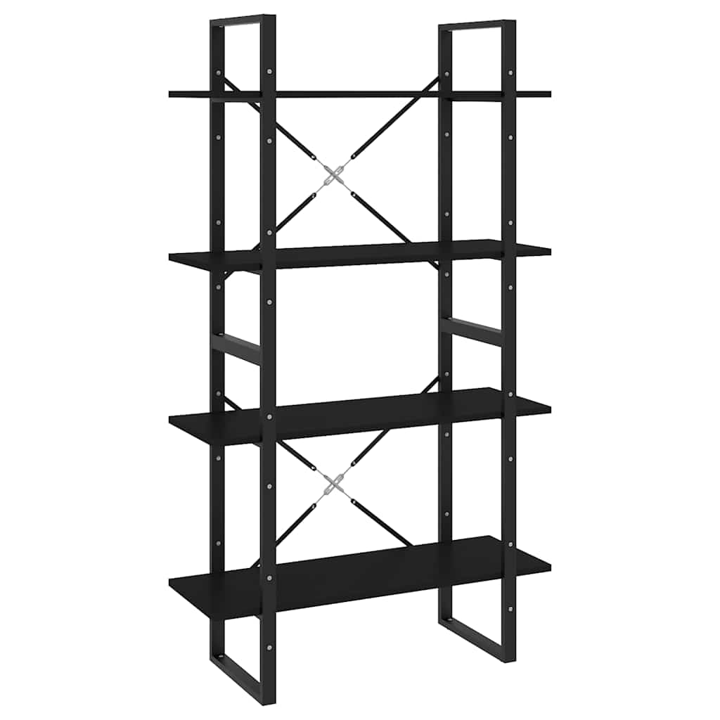 bogreol med 4 hylder 80x30x140 cm konstrueret træ sort