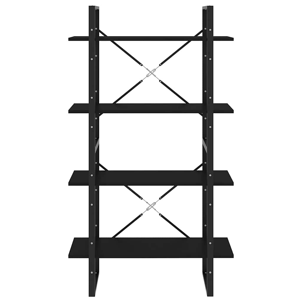 bogreol med 4 hylder 80x30x140 cm konstrueret træ sort