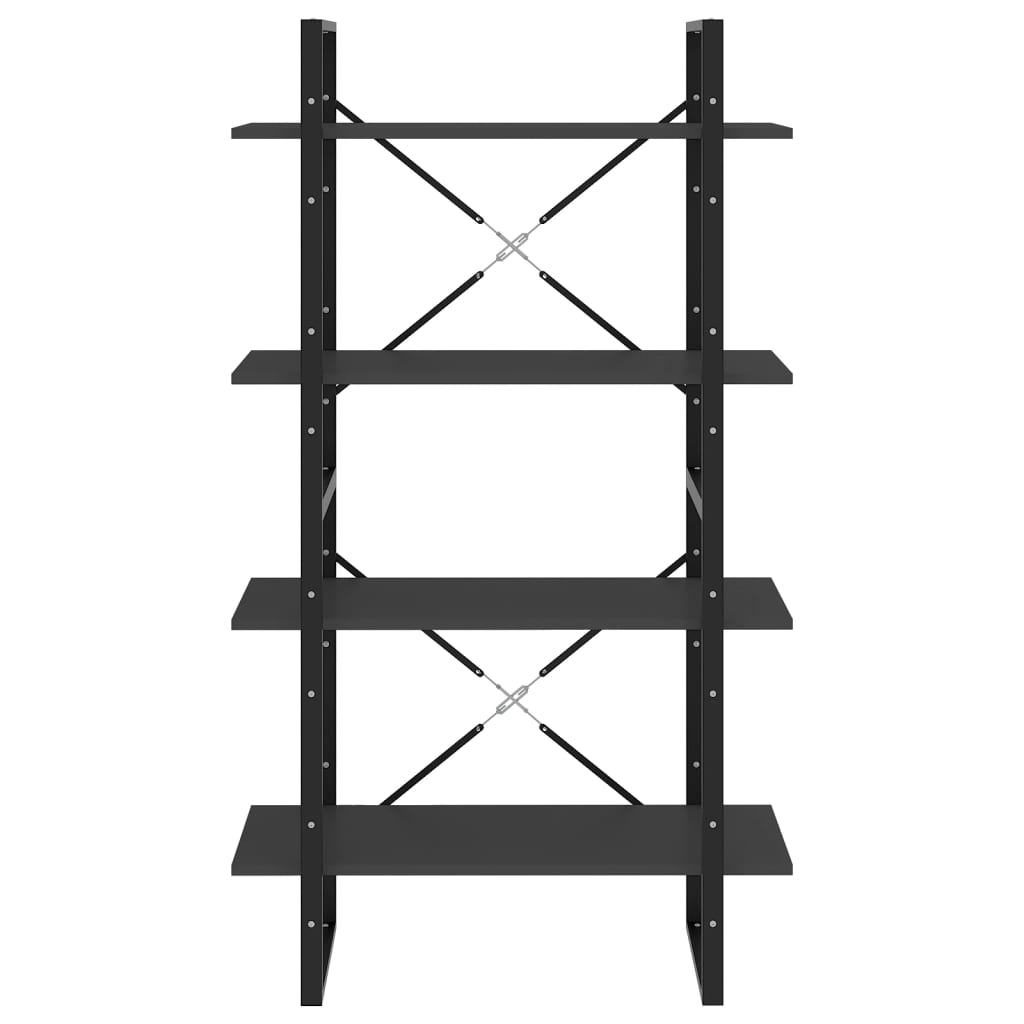 bogreol med 4 hylder 80x30x140 cm konstrueret træ grå
