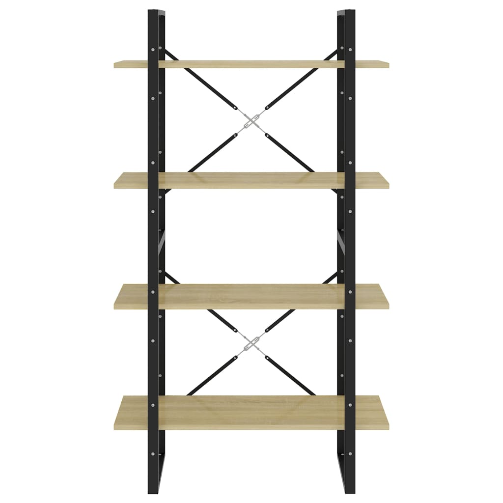 bogreol med 4 hylder 80x30x140 cm konstrueret træ sonoma-eg