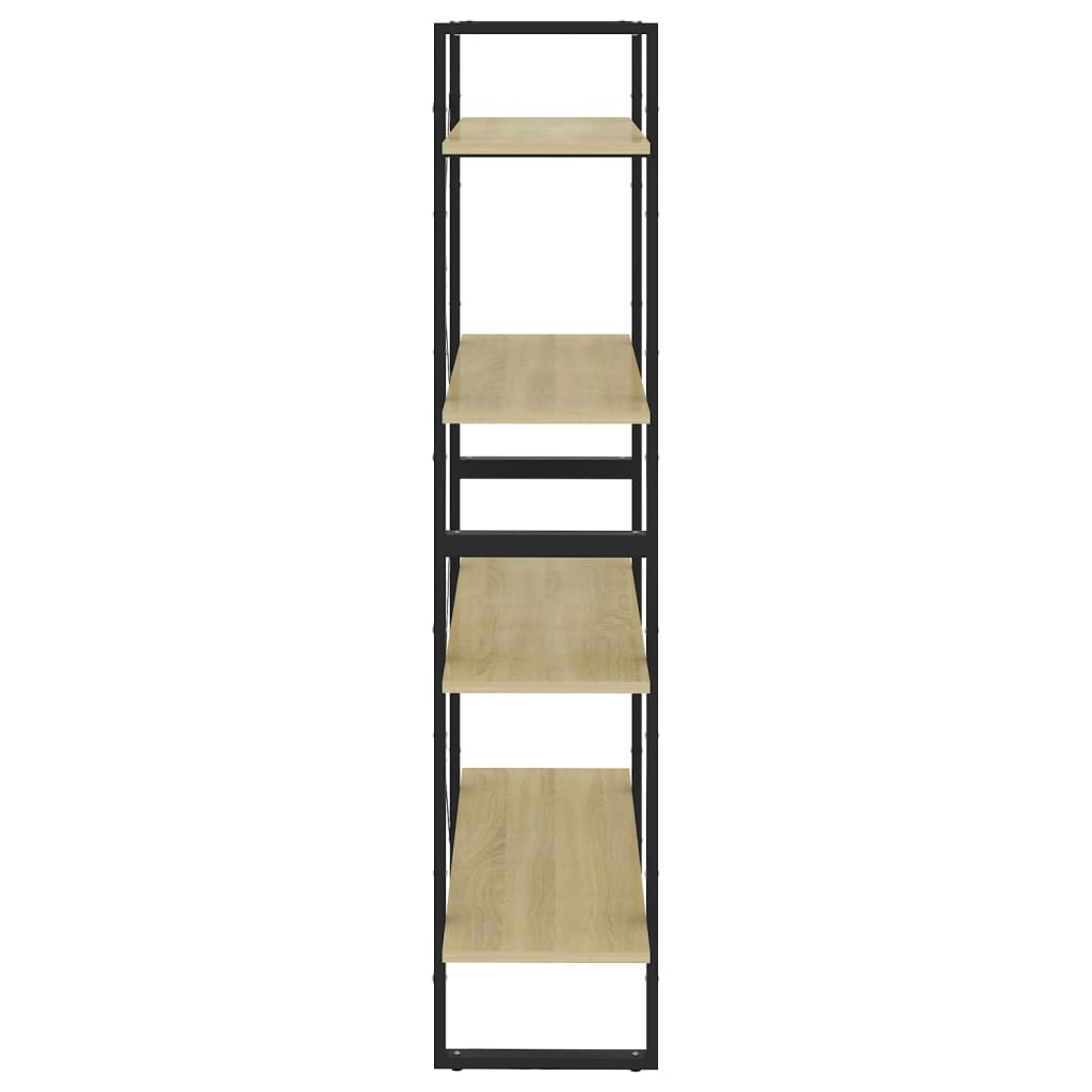 bogreol med 4 hylder 80x30x140 cm konstrueret træ sonoma-eg