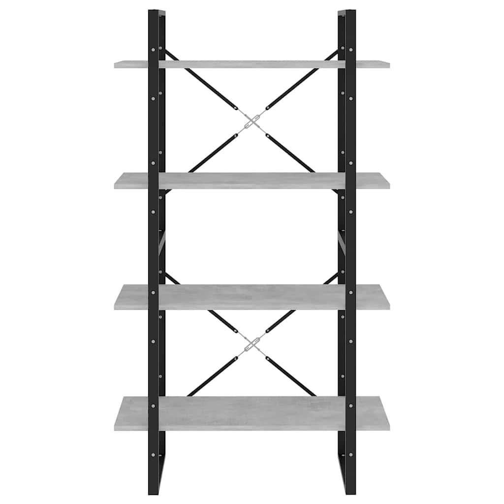 bogreol med 4 hylder 80x30x140 cm konstrueret træ betongrå