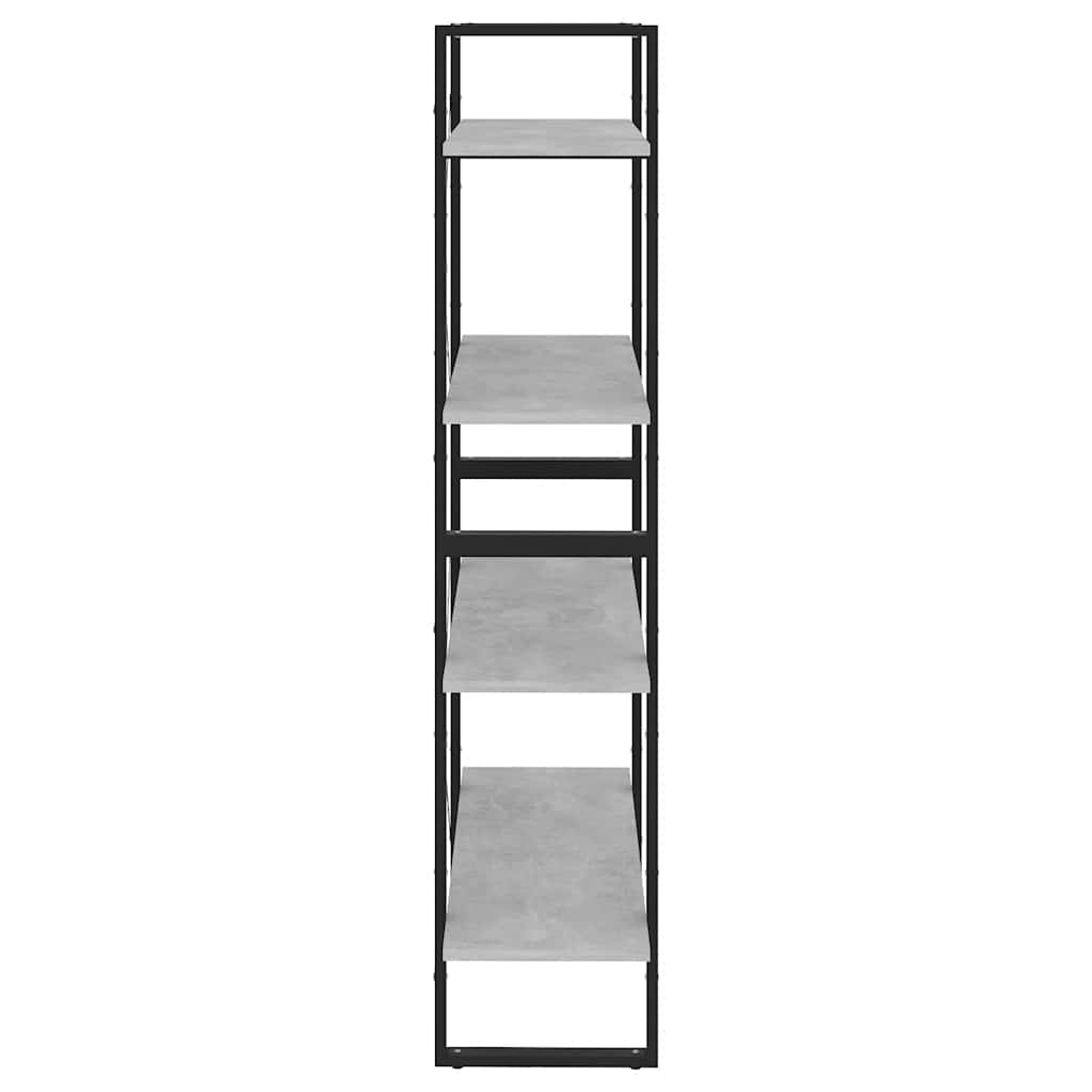 bogreol med 4 hylder 80x30x140 cm konstrueret træ betongrå