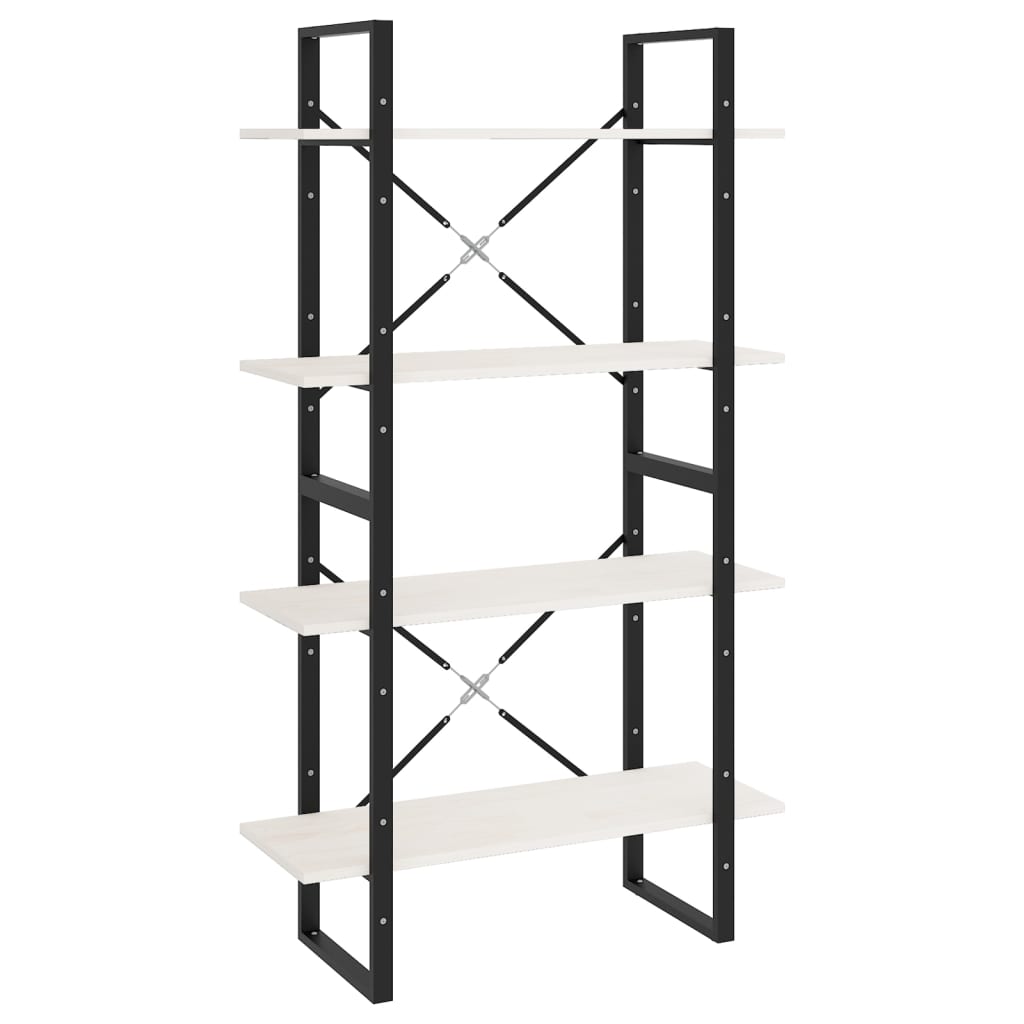 bogreol med 4 hylder 80x30x140 cm massivt fyrretræ hvid