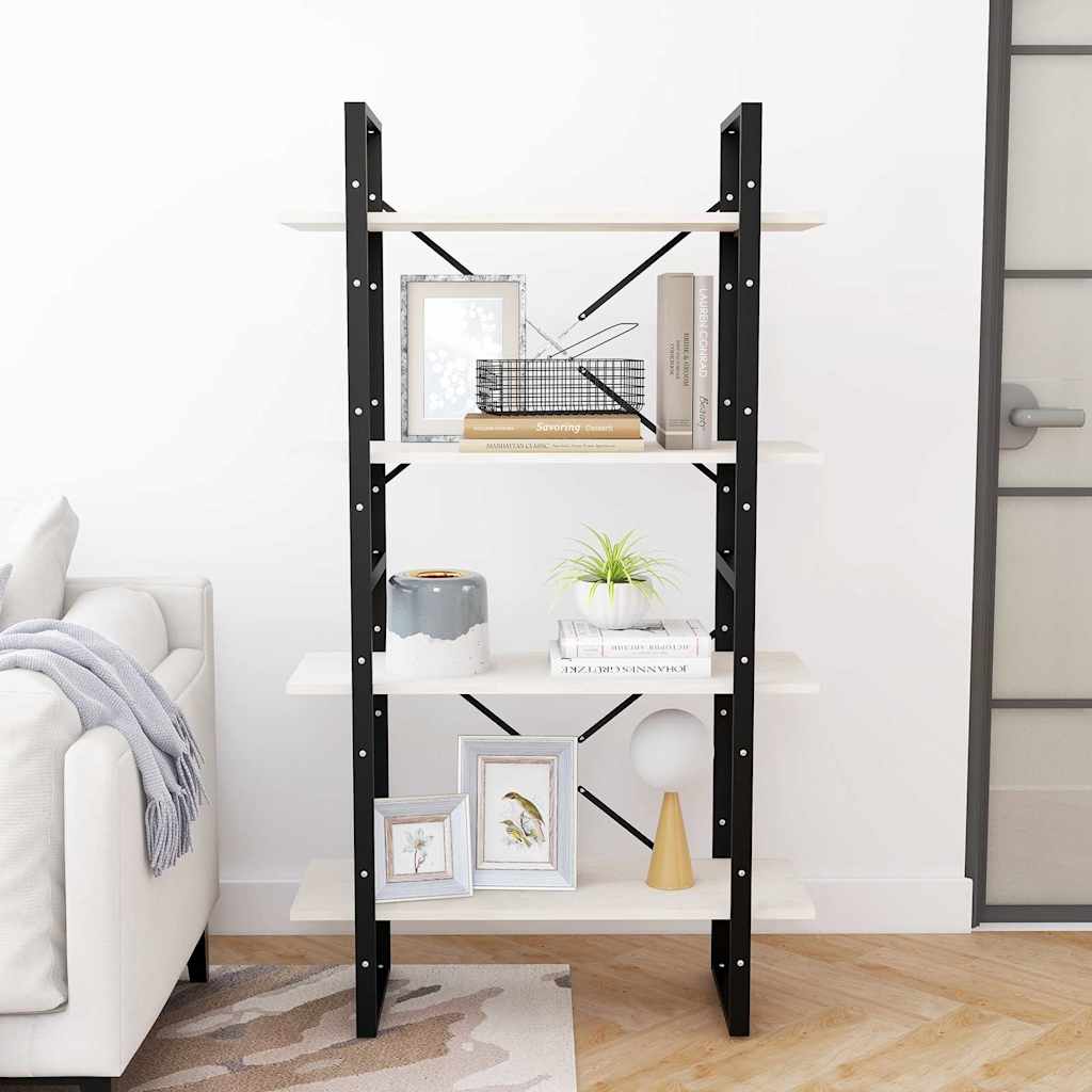 bogreol med 4 hylder 80x30x140 cm massivt fyrretræ hvid