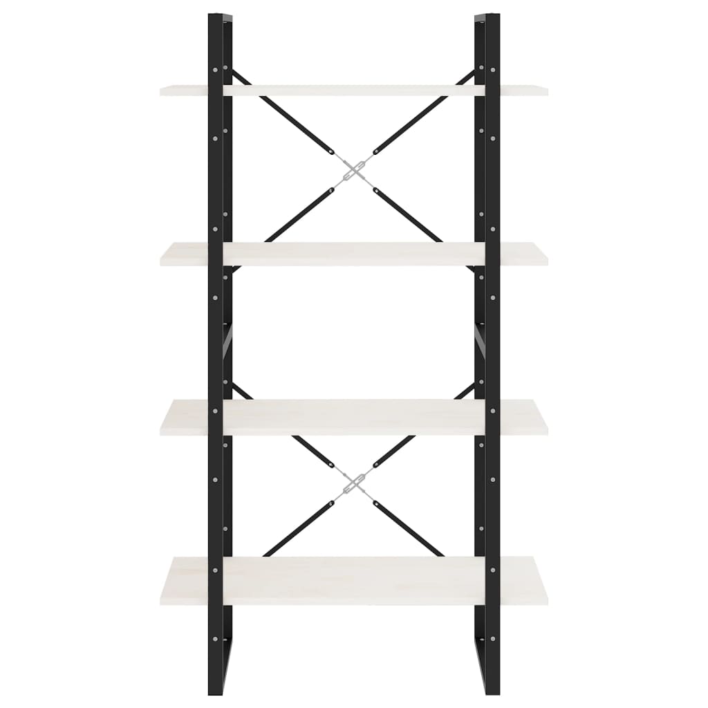bogreol med 4 hylder 80x30x140 cm massivt fyrretræ hvid