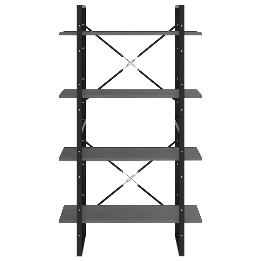 bogreol med 4 hylder 80x30x140 cm massivt fyrretræ grå