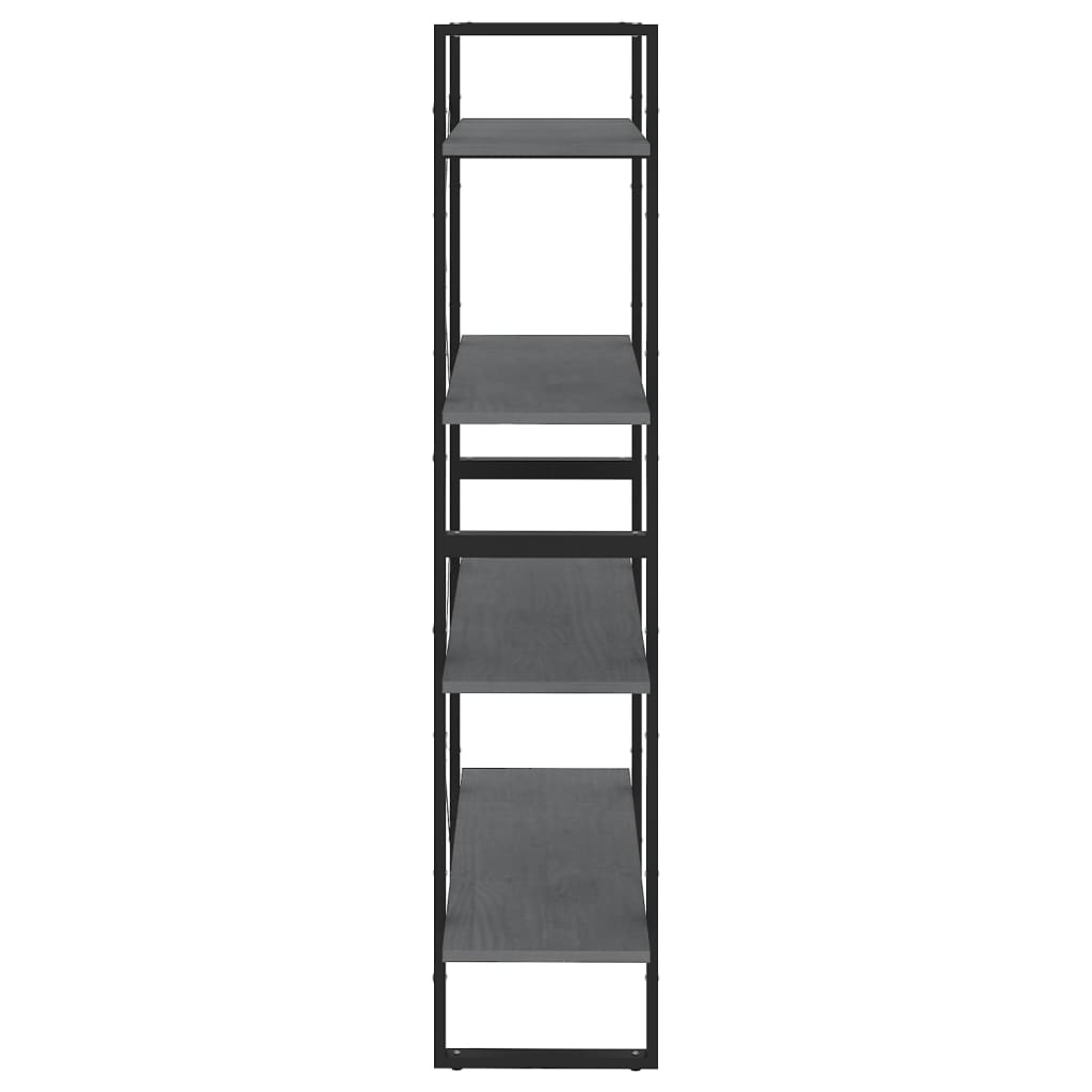 bogreol med 4 hylder 80x30x140 cm massivt fyrretræ grå