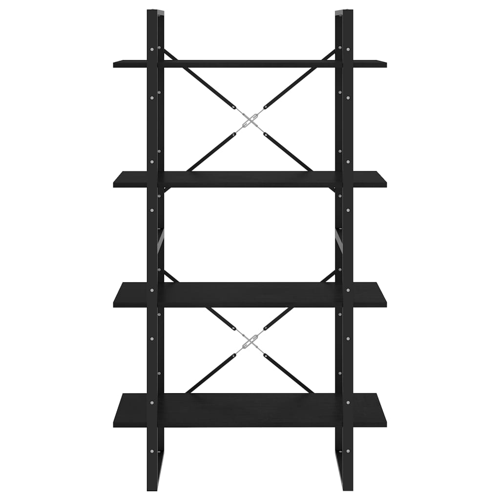 bogreol med 4 hylder 80x30x140 cm massivt fyrretræ sort