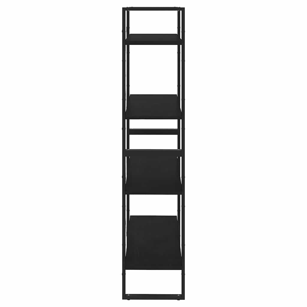 bogreol med 4 hylder 80x30x140 cm massivt fyrretræ sort