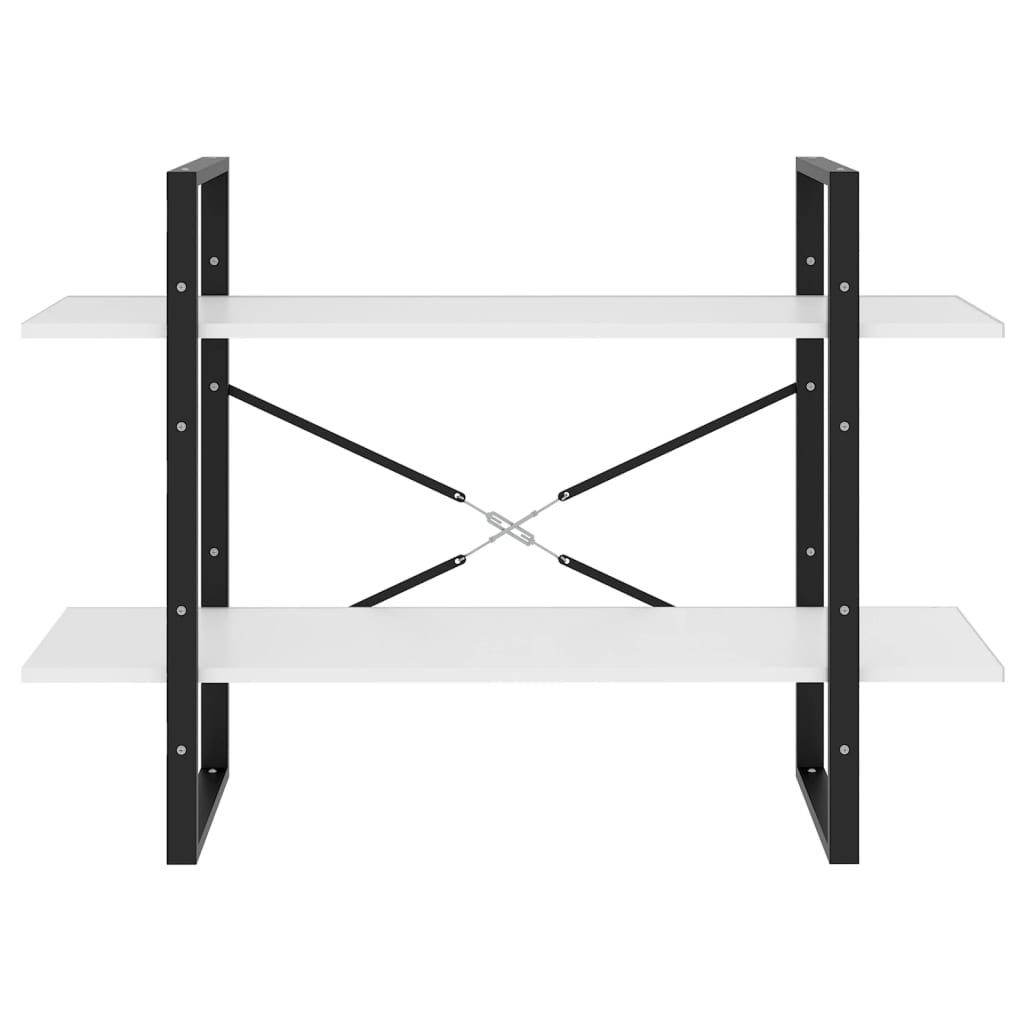 bogreol med 2 hylder 100x30x70 cm konstrueret træ hvid