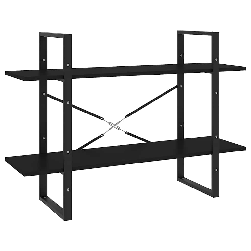 bogreol med 2 hylder 100x30x70 cm konstrueret træ sort