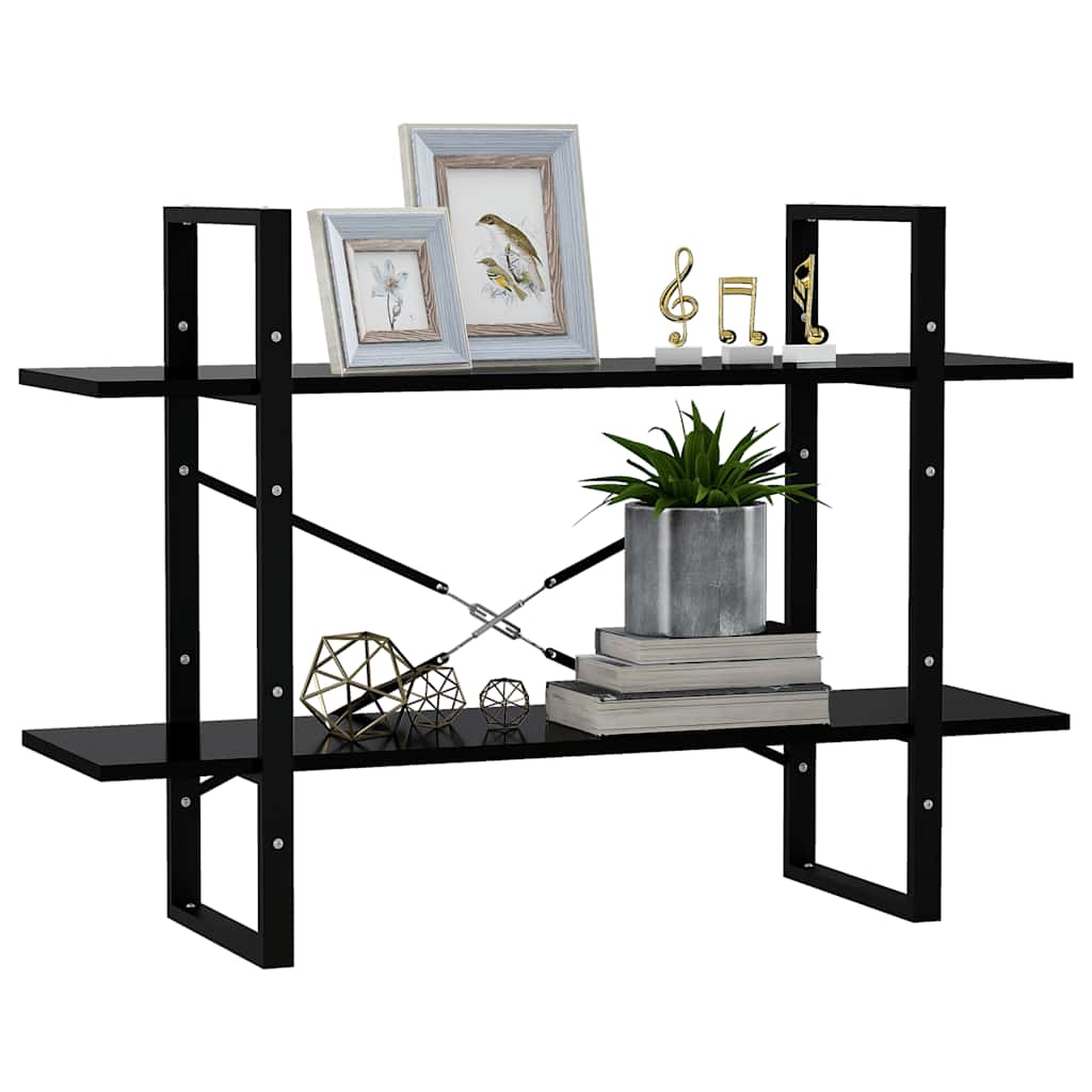 bogreol med 2 hylder 100x30x70 cm konstrueret træ sort