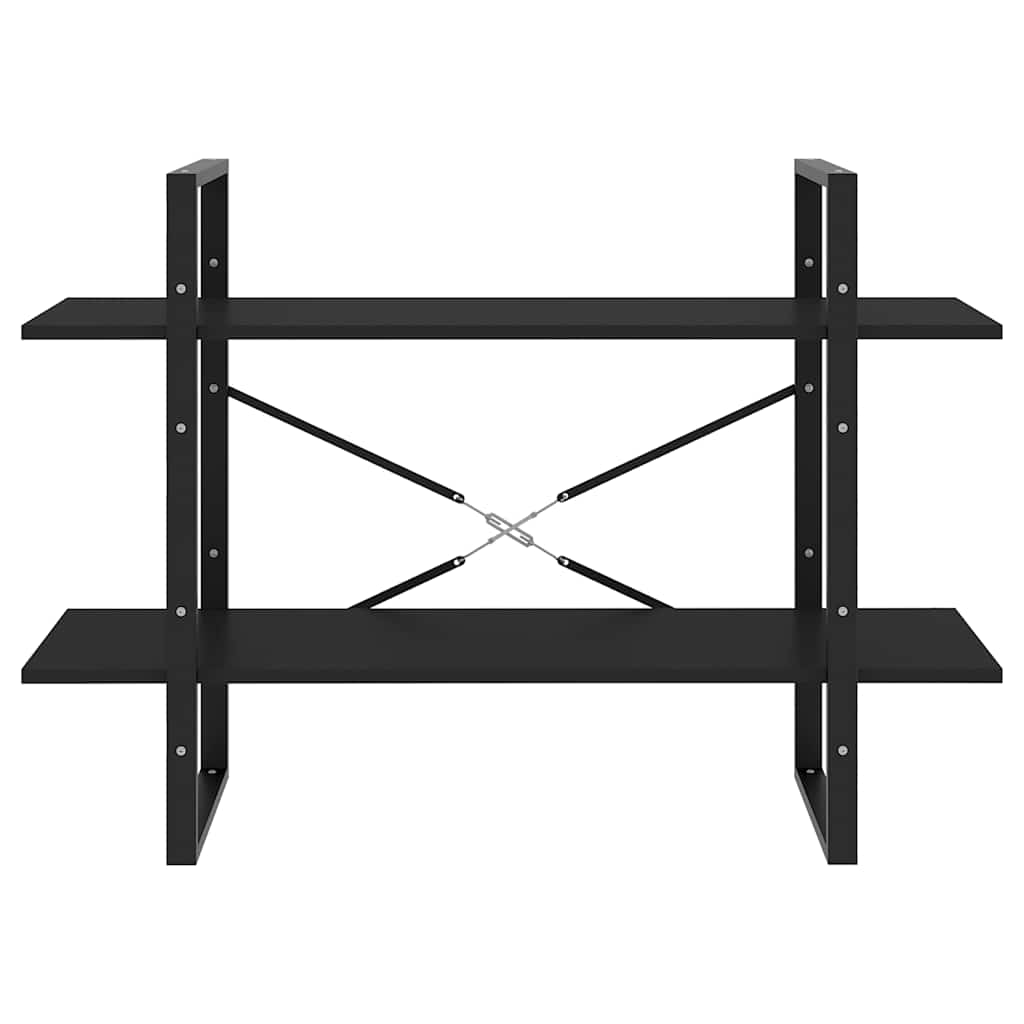 bogreol med 2 hylder 100x30x70 cm konstrueret træ sort
