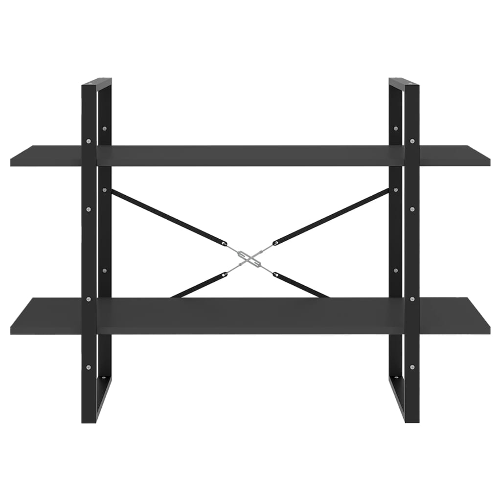 bogreol med 2 hylder 100x30x70 cm konstrueret træ grå