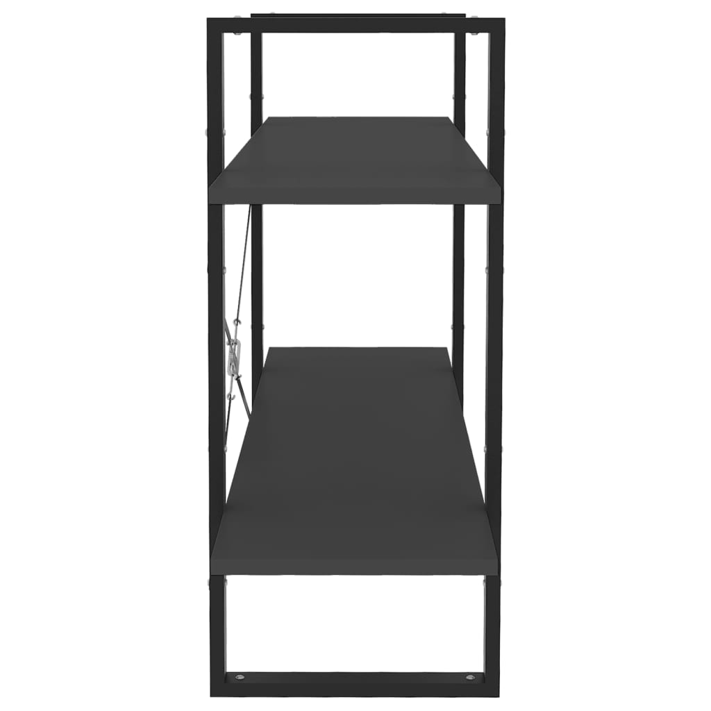 bogreol med 2 hylder 100x30x70 cm konstrueret træ grå