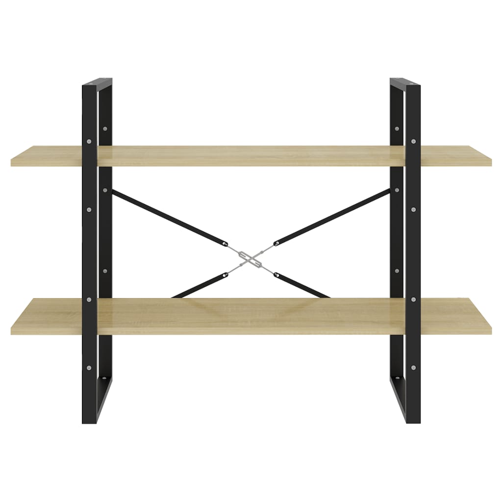 bogreol med 2 hylder 100x30x70 cm konstrueret træ sonoma-eg