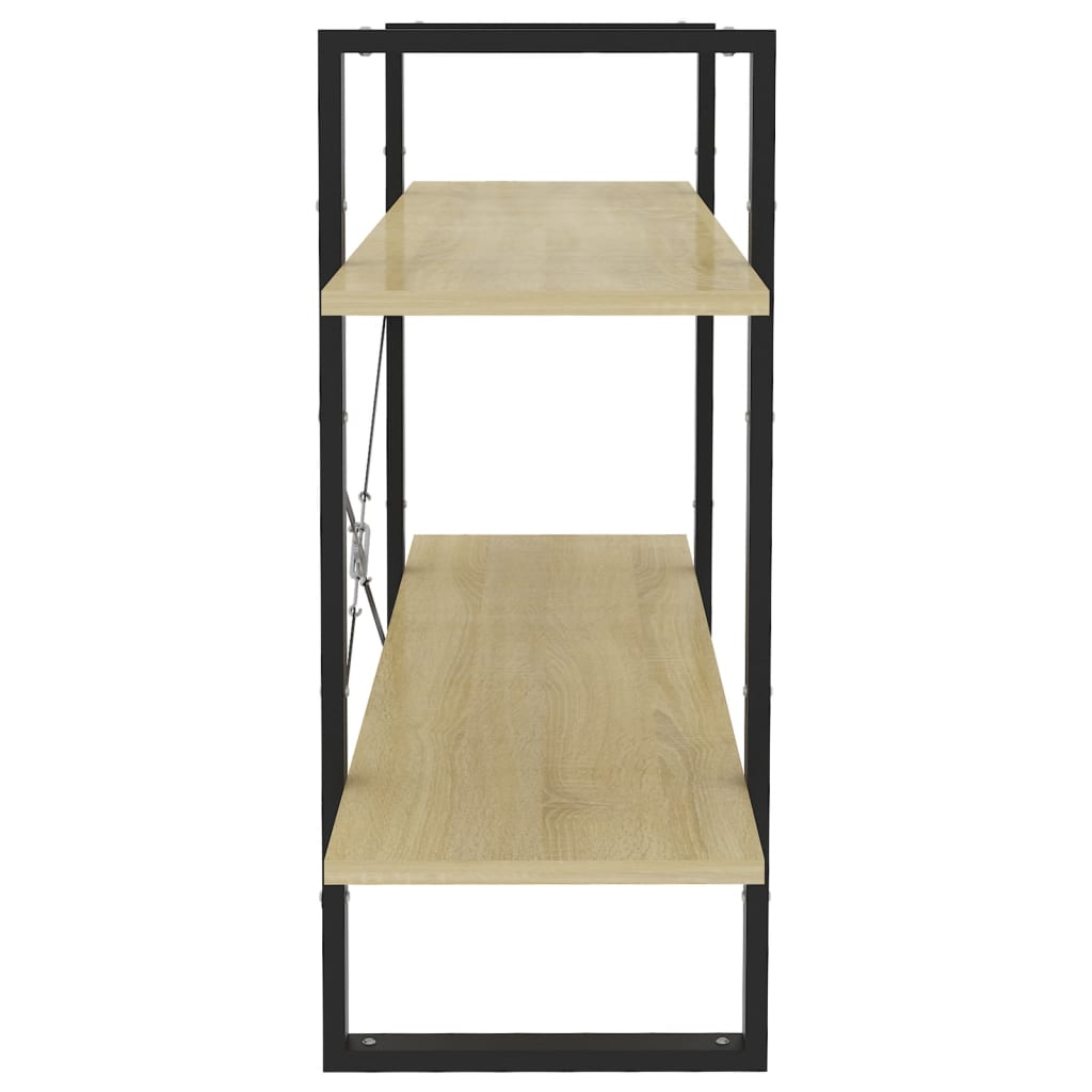 bogreol med 2 hylder 100x30x70 cm konstrueret træ sonoma-eg