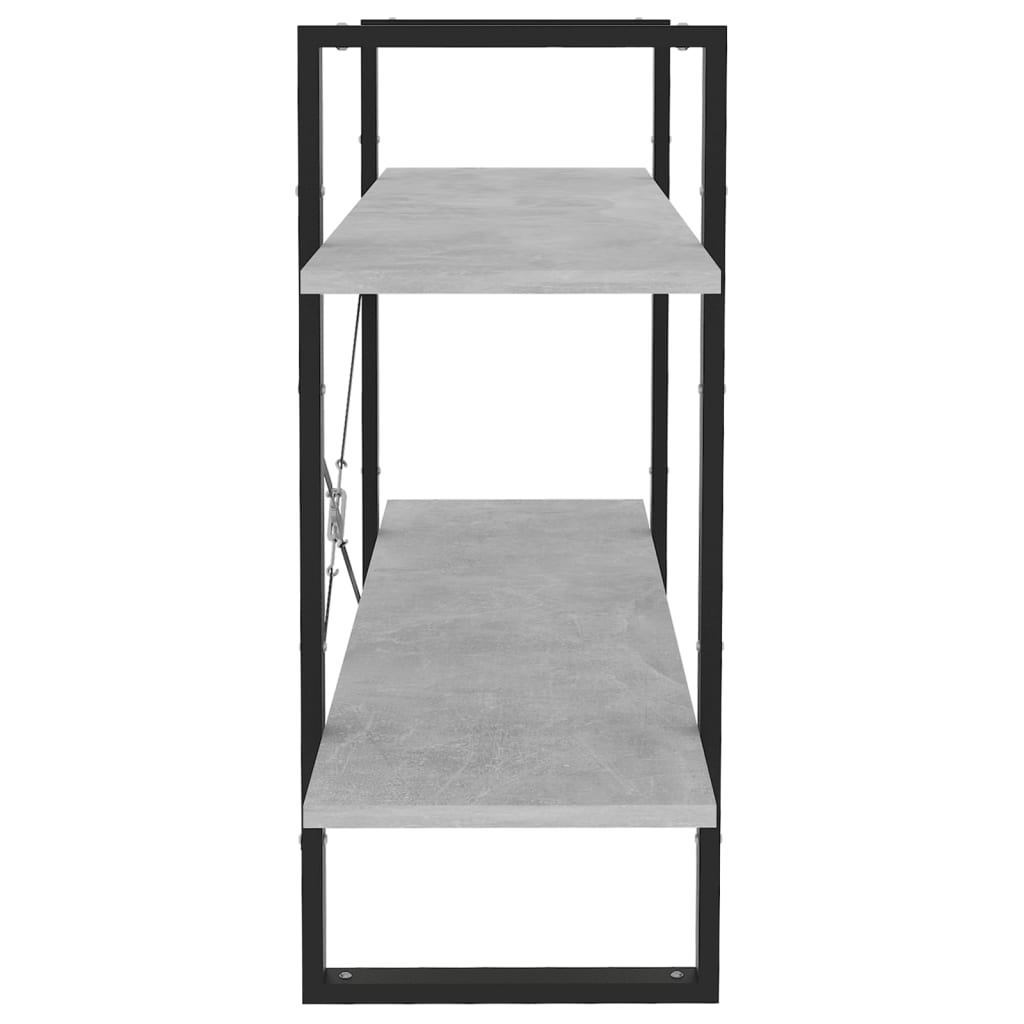 bogreol med 2 hylder 100x30x70 cm konstrueret træ betongrå