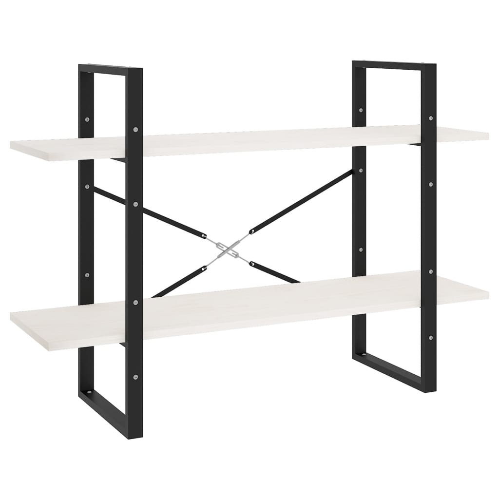 bogreol med 2 hylder 100x30x70 cm massivt fyrretræ hvid