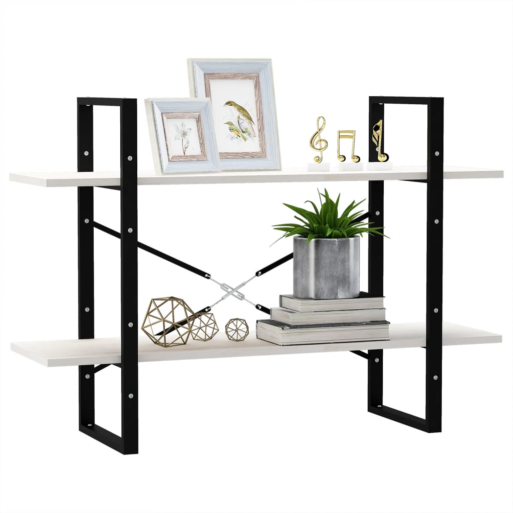 bogreol med 2 hylder 100x30x70 cm massivt fyrretræ hvid