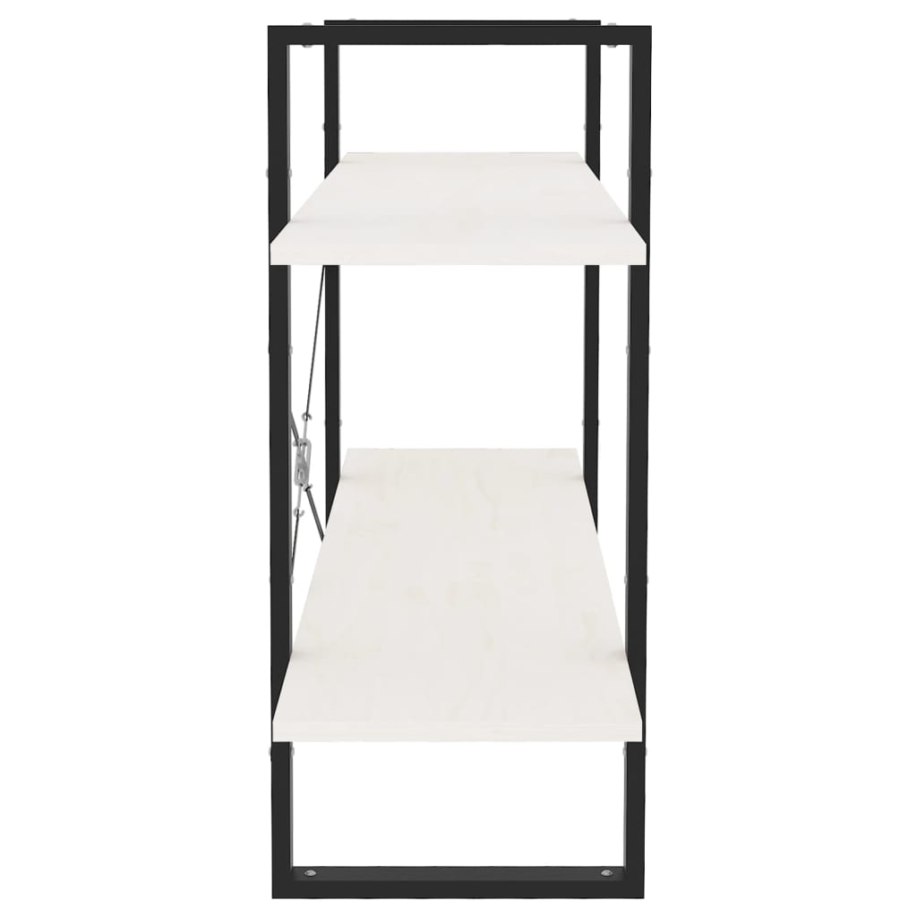 bogreol med 2 hylder 100x30x70 cm massivt fyrretræ hvid