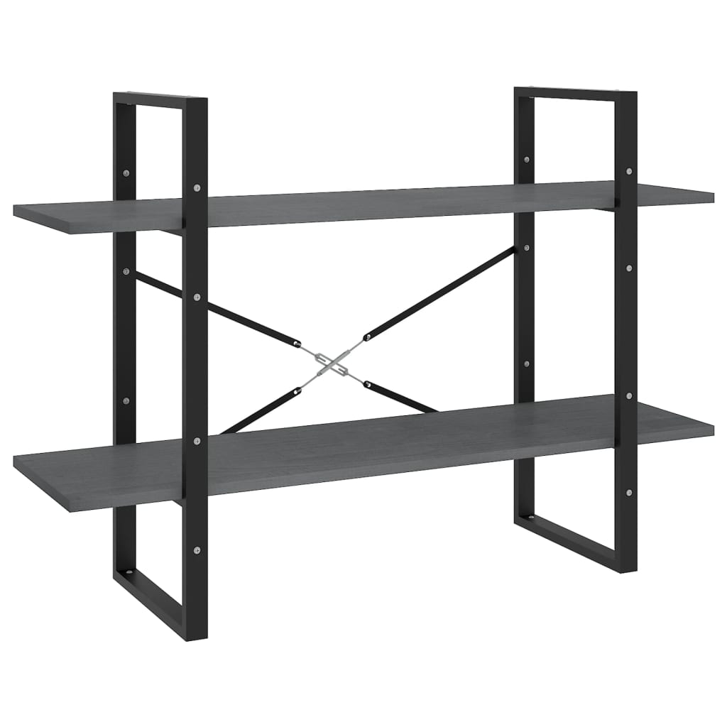 bogreol med 2 hylder 100x30x70 cm massivt fyrretræ grå