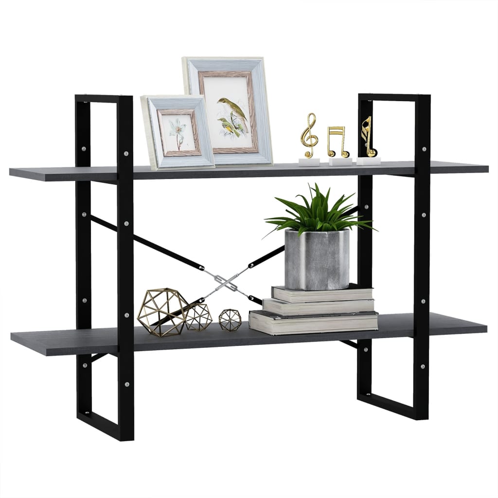 bogreol med 2 hylder 100x30x70 cm massivt fyrretræ grå