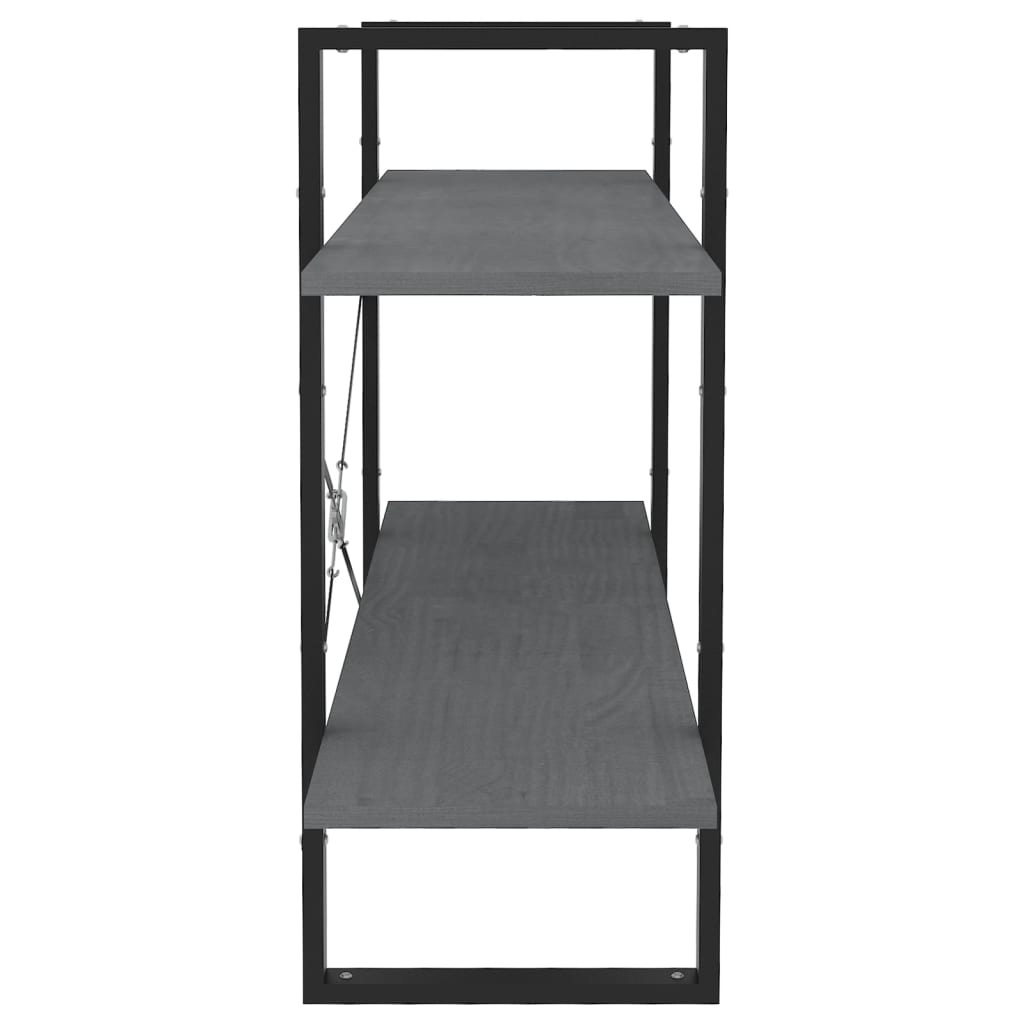 bogreol med 2 hylder 100x30x70 cm massivt fyrretræ grå