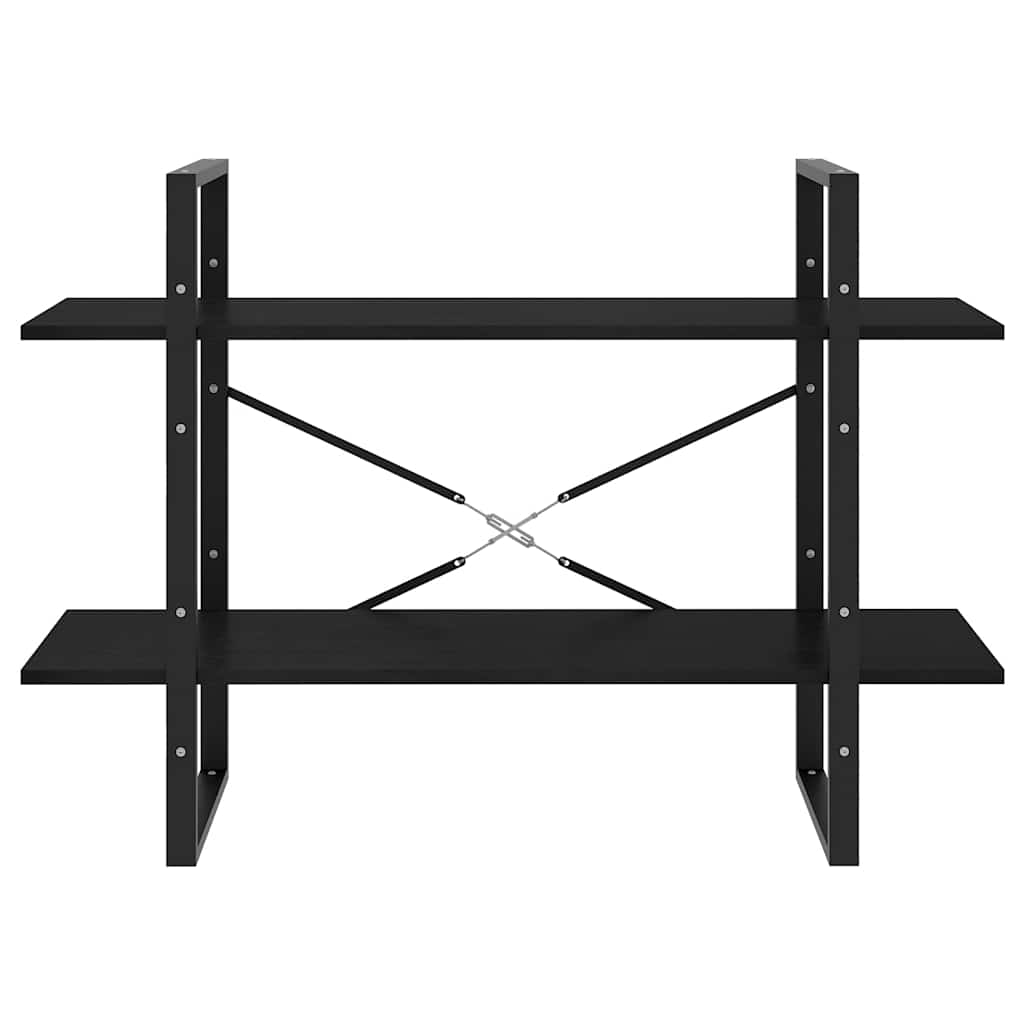 bogreol med 2 hylder 100x30x70 cm massivt fyrretræ sort