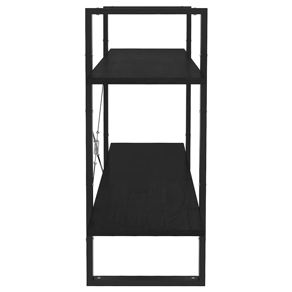 bogreol med 2 hylder 100x30x70 cm massivt fyrretræ sort