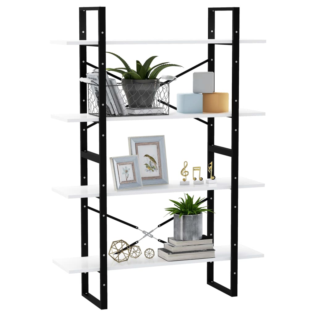 bogreol med 4 hylder 100x30x140 cm konstrueret træ hvid