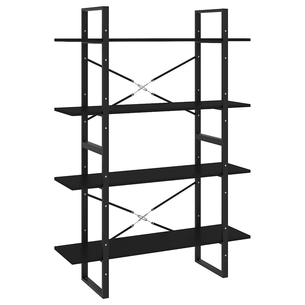bogreol med 4 hylder 100x30x140 cm konstrueret træ sort