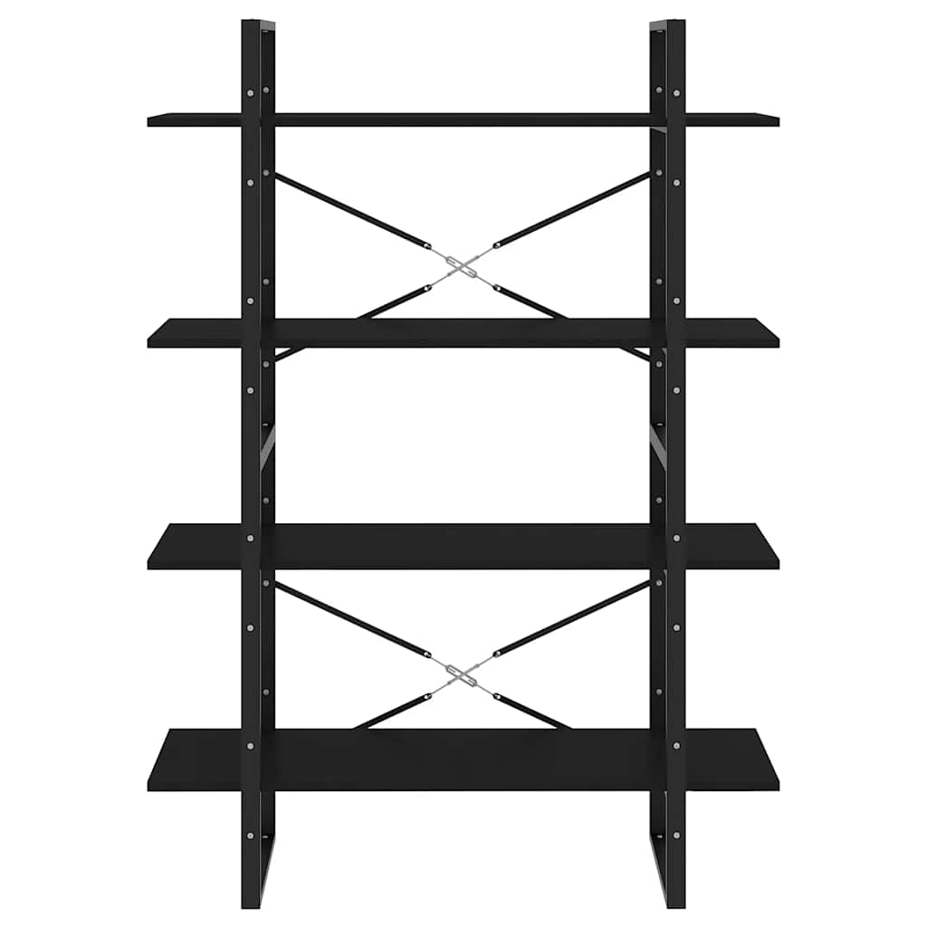 bogreol med 4 hylder 100x30x140 cm konstrueret træ sort