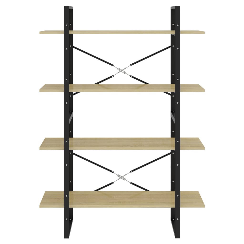 bogreol med 4 hylder 100x30x140 cm konstrueret træ sonoma-eg