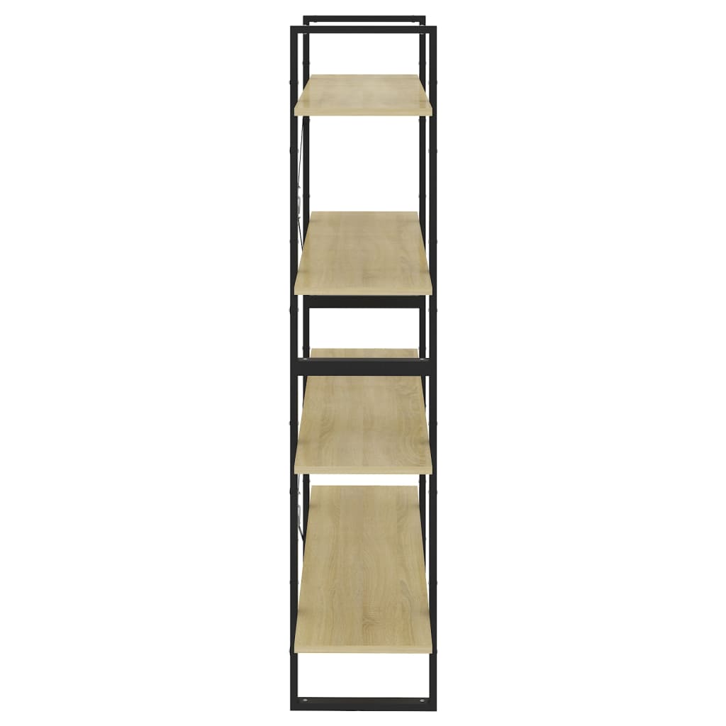 bogreol med 4 hylder 100x30x140 cm konstrueret træ sonoma-eg