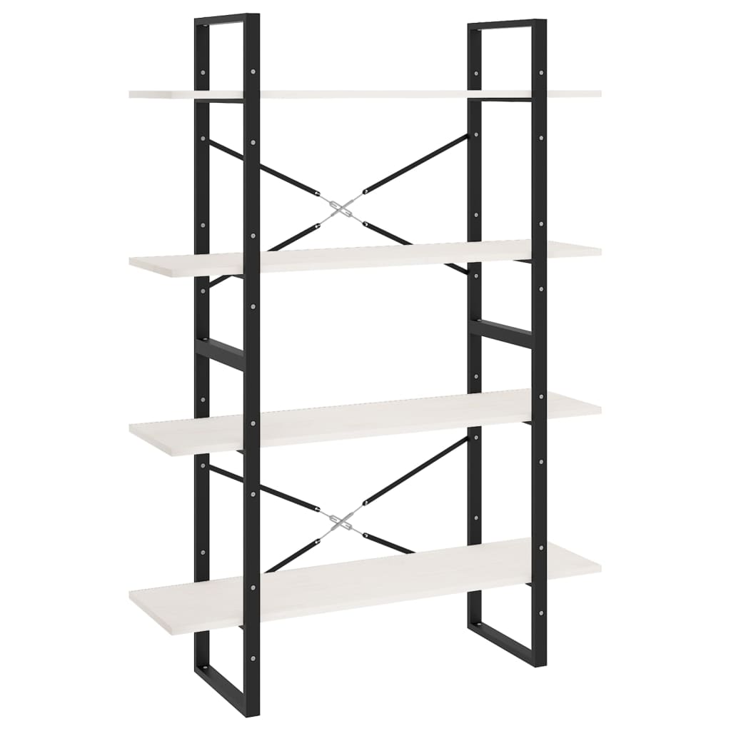 bogreol med 4 hylder 100x30x140 cm massivt fyrretræ hvid