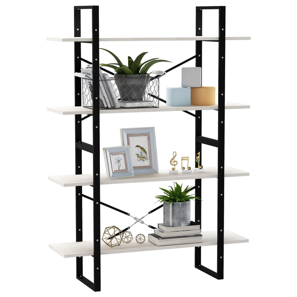 bogreol med 4 hylder 100x30x140 cm massivt fyrretræ hvid