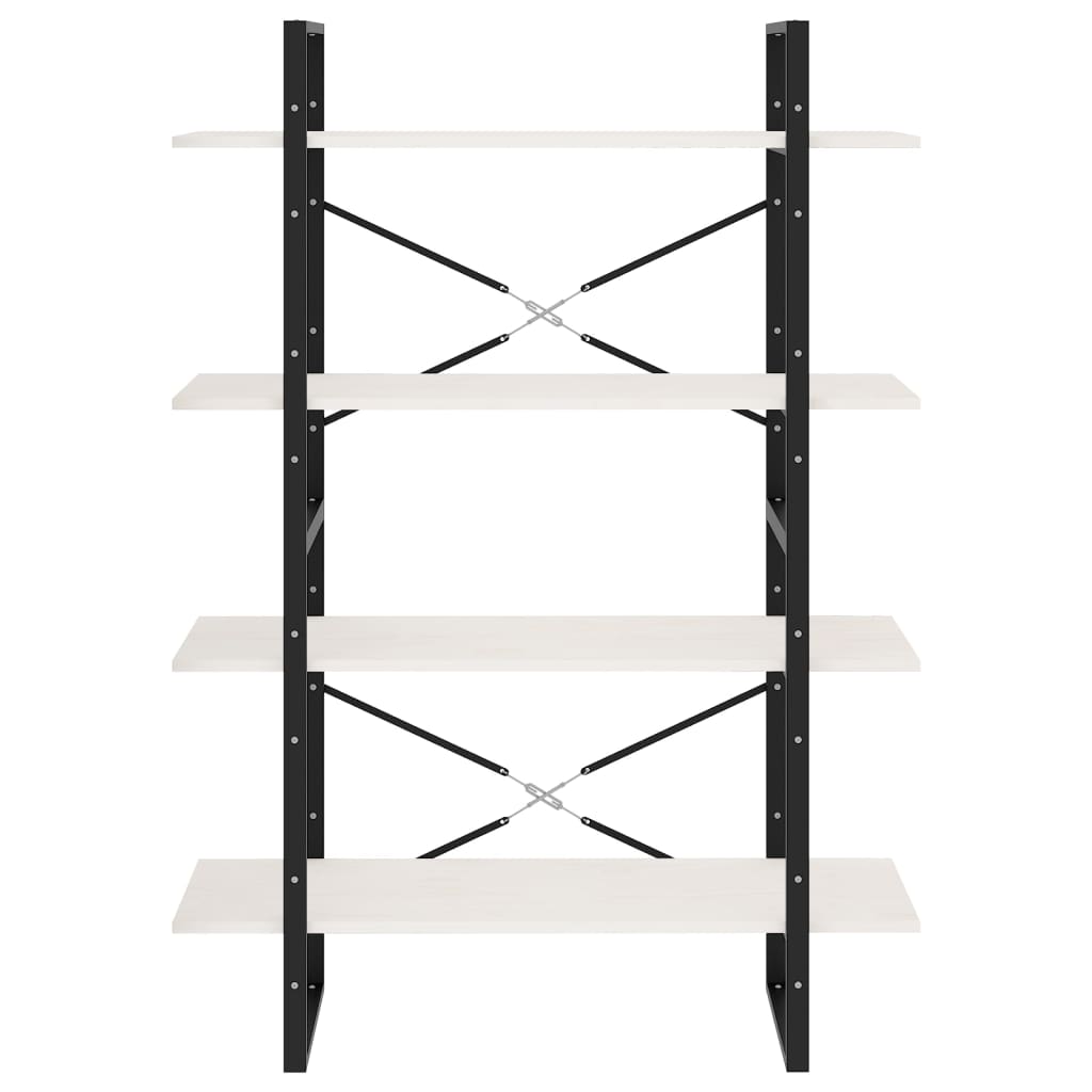 bogreol med 4 hylder 100x30x140 cm massivt fyrretræ hvid