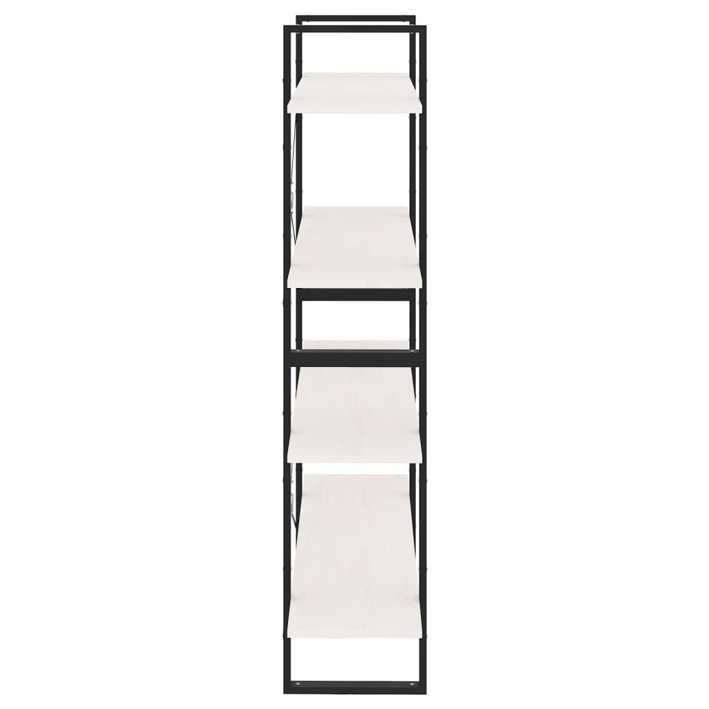 bogreol med 4 hylder 100x30x140 cm massivt fyrretræ hvid