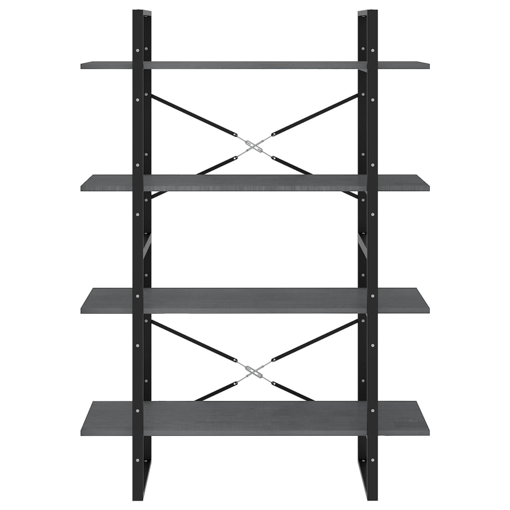 bogreol med 4 hylder 100x30x140 cm massivt fyrretræ grå