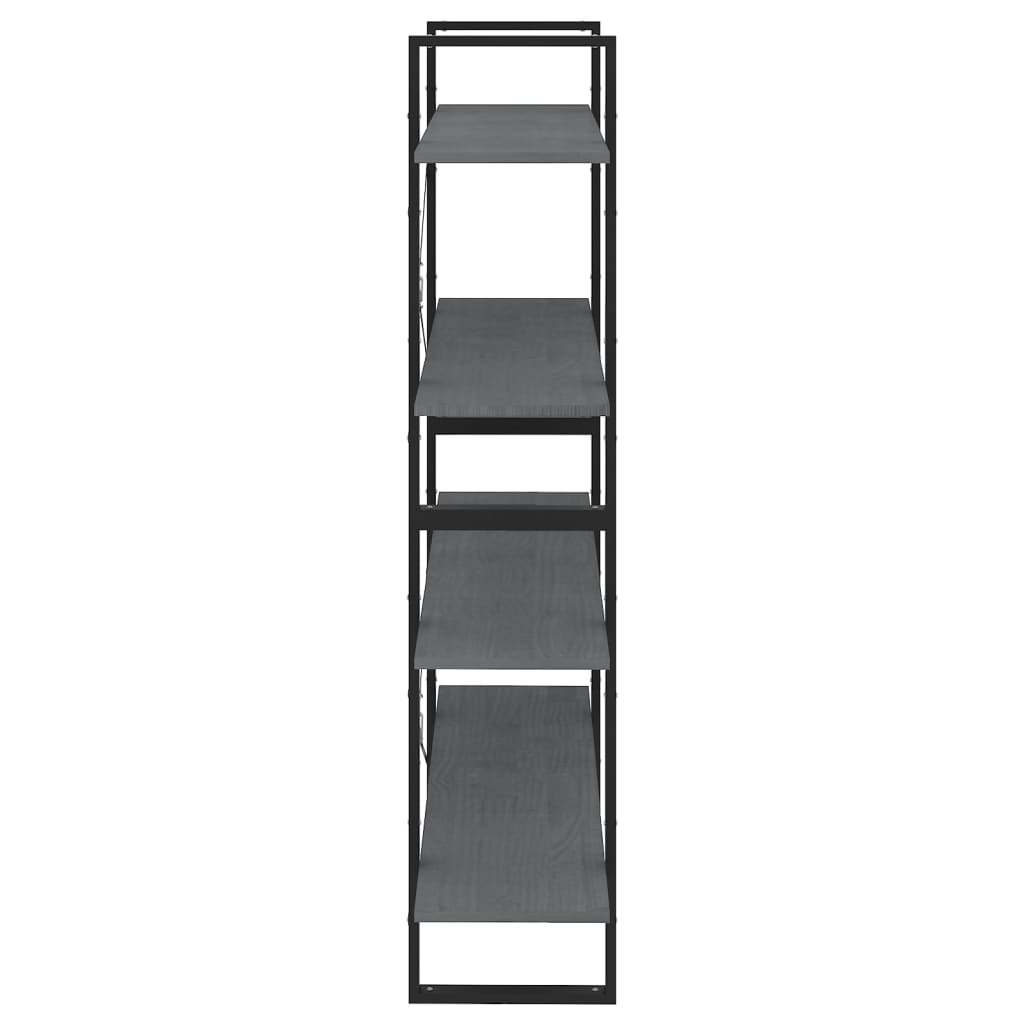 bogreol med 4 hylder 100x30x140 cm massivt fyrretræ grå