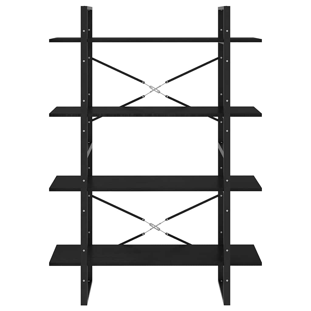 bogreol med 4 hylder 100x30x140 cm massivt fyrretræ sort