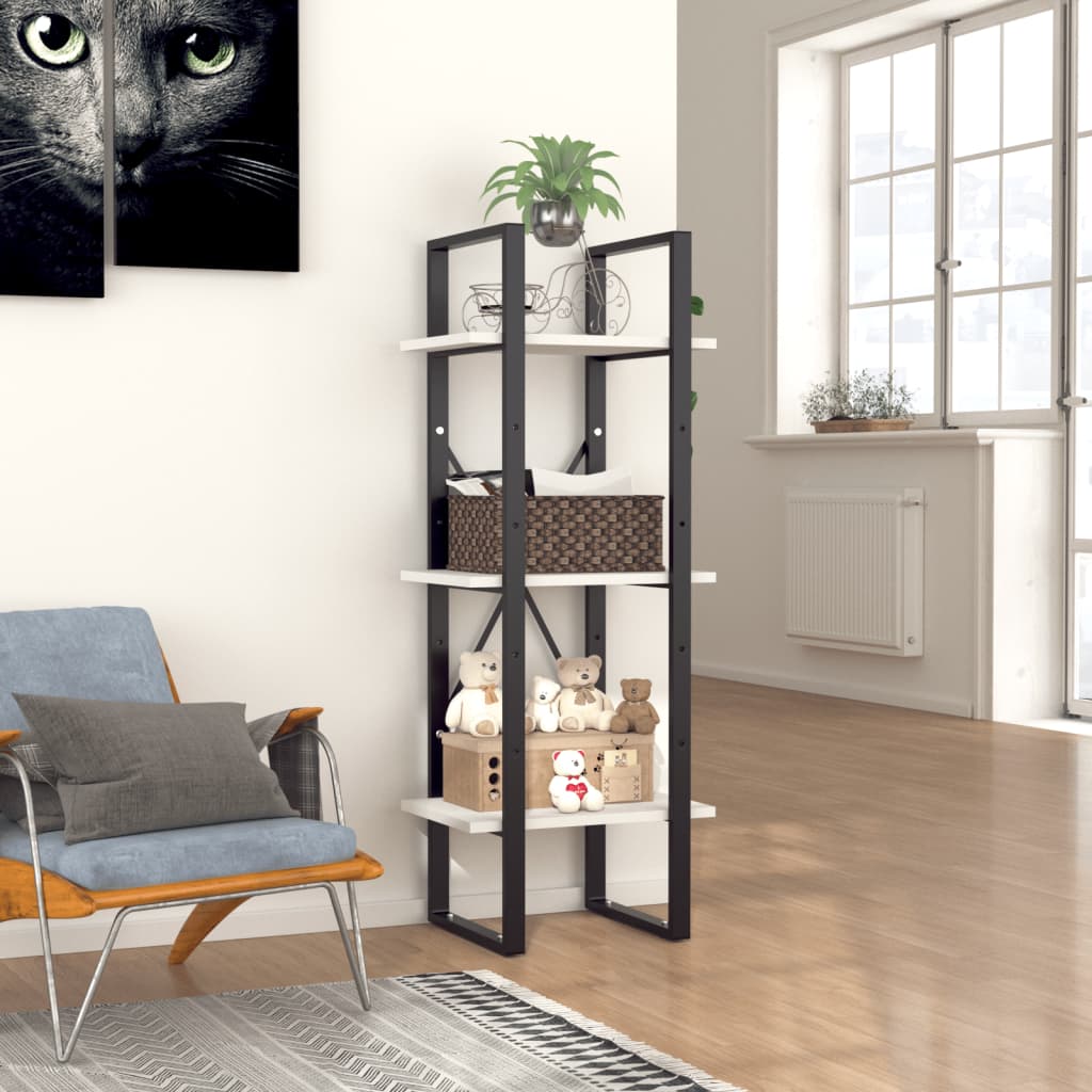 bogreol med 3 hylder 40x30x105 cm konstrueret træ hvid