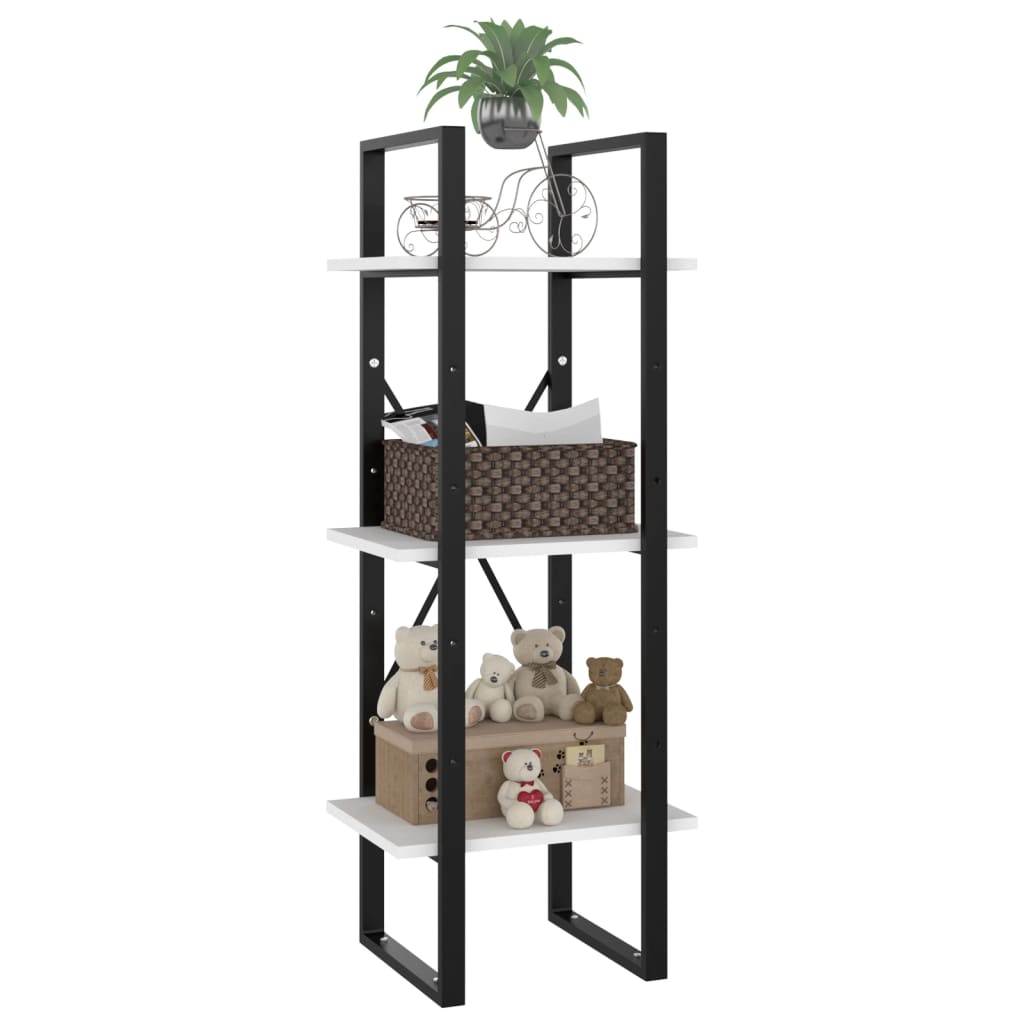 bogreol med 3 hylder 40x30x105 cm konstrueret træ hvid