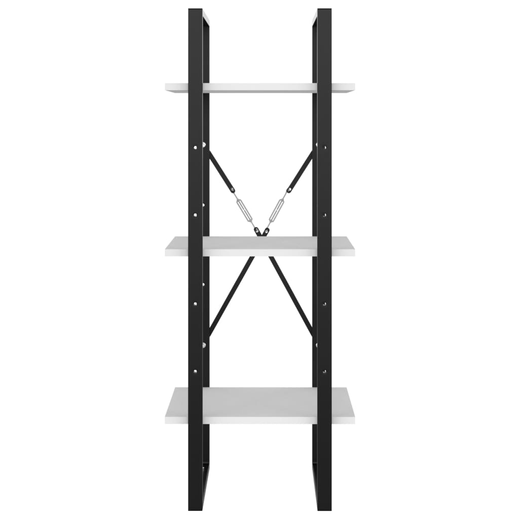 bogreol med 3 hylder 40x30x105 cm konstrueret træ hvid