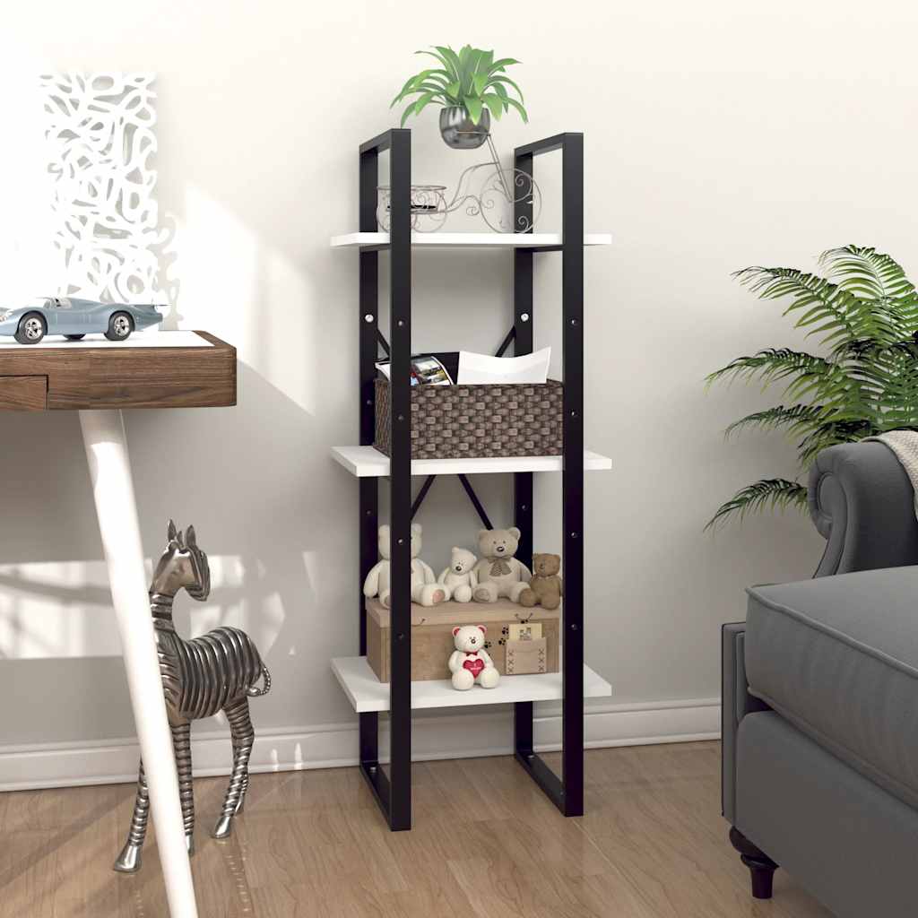 bogreol med 3 hylder 40x30x105 cm konstrueret træ hvid