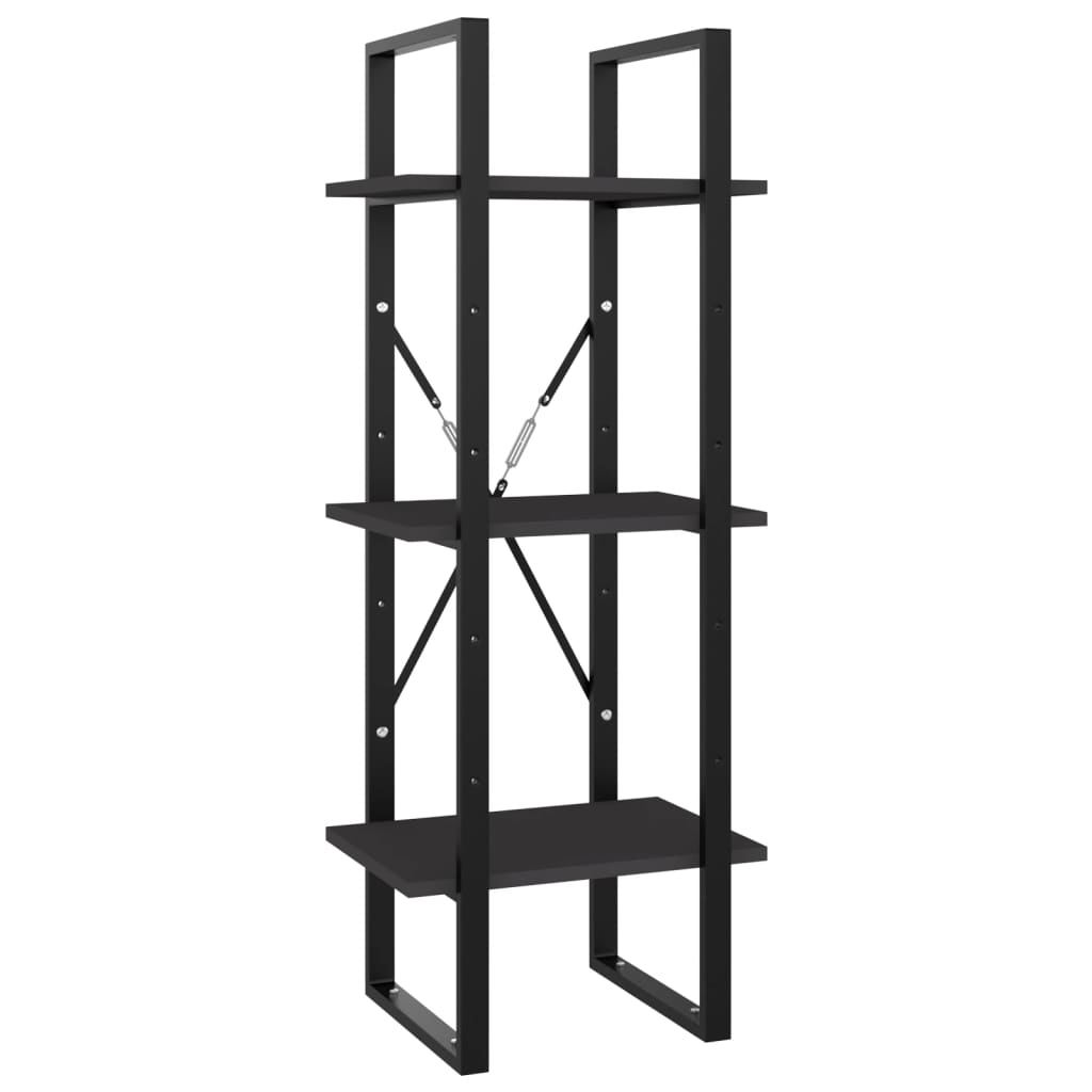 bogreol med 3 hylder 40x30x105 cm konstrueret træ grå