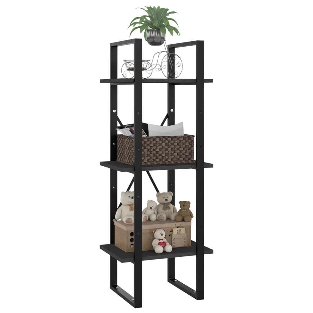 bogreol med 3 hylder 40x30x105 cm konstrueret træ grå