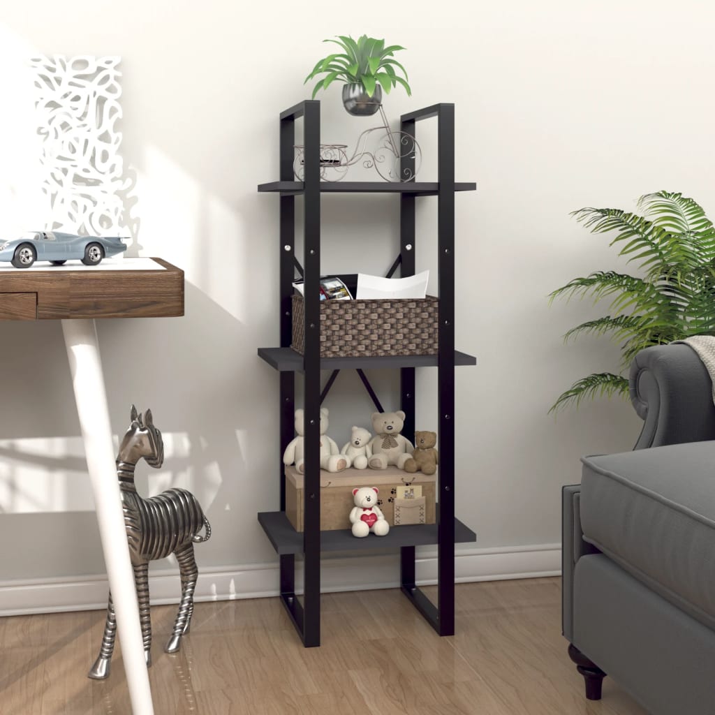 bogreol med 3 hylder 40x30x105 cm konstrueret træ grå